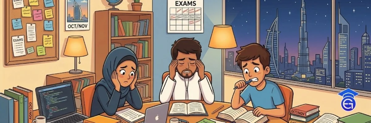 Student managing exam stress before October November exams
